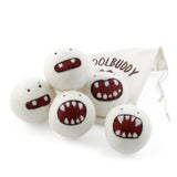 Woolbuddy Monster Dryer Balls (6-Pack) - Cute Handmade Wool Characters, Natural Fabric Softener, Eco-Friendly Gift for Families & New Homes