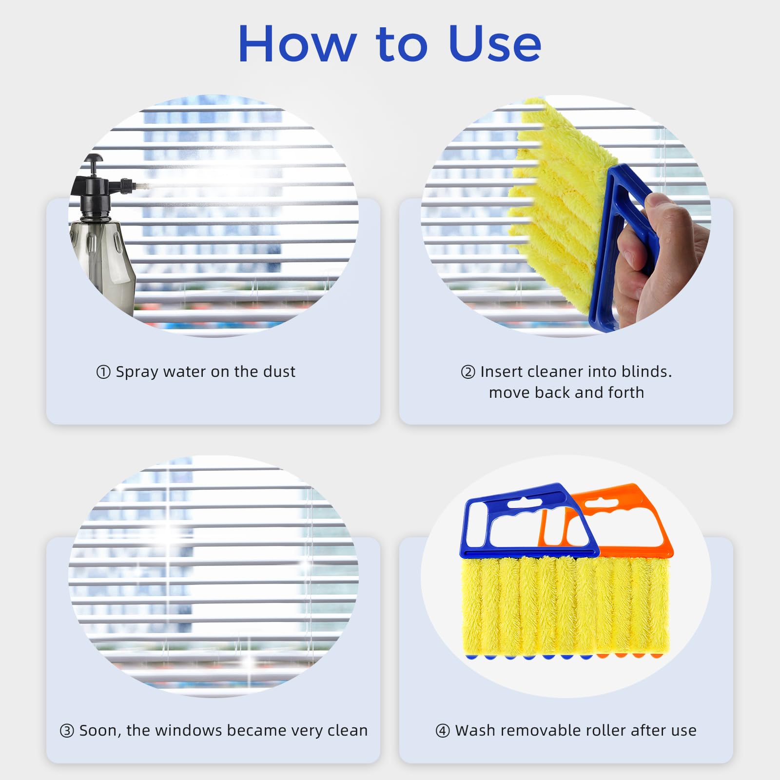4Pcs Window Venetian Blind Cleaner Duster Tool,Washable 7 Fingers Dusting Cleaner and Air Vent Cleaner,Shutter Brush,Blinds Air Conditioner Keyboard