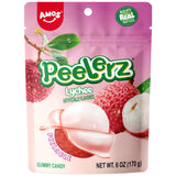 AMOS Peelerz Lychee Gummy Candy, Peelable Fruit-Shaped Candy | 6oz Resealable Pouch | Made with Real Fruit Juice, Fun & Chewy Snack for Holidays