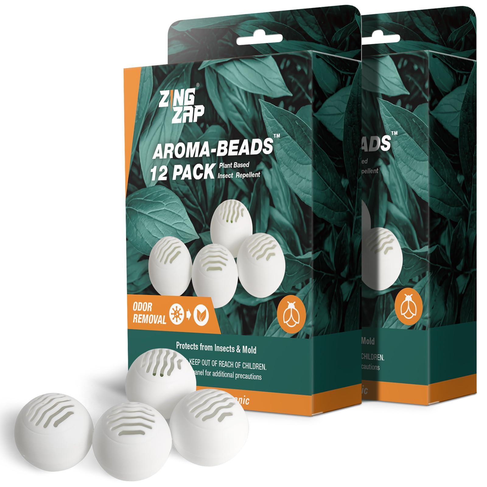 Odor Deodorizer & Insect Repellent Balls, 12-Pack x2, Plant-Based, All-Natural Scent, Bug & Moth Deterrent for Shoes, Gym Bags, Drawers, & Lockers