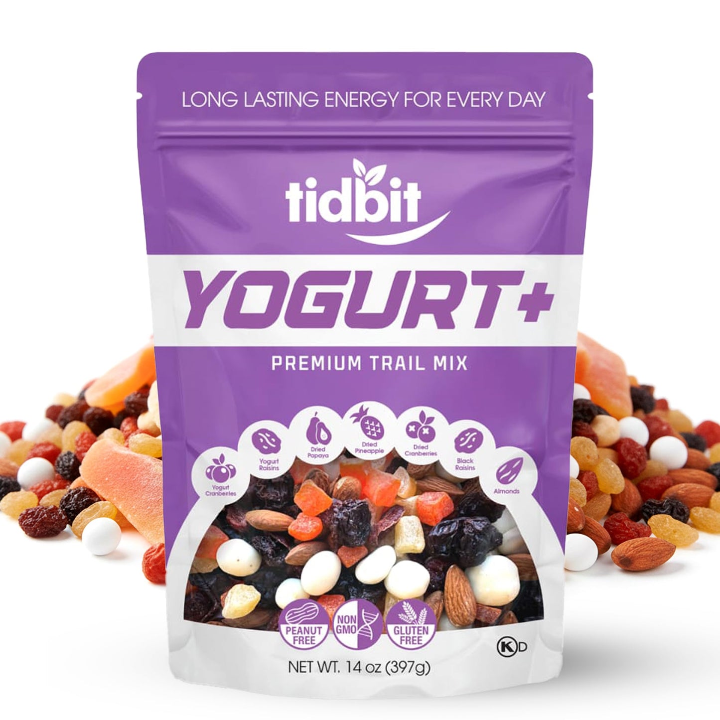 Tidbit Healthy Trail Mix Nuts Mix with Yogurt Cranberries, Yogurt Raisins, Dried Papaya, Pineapple, Banana Chips, Black Raisins & Almond - Tropical