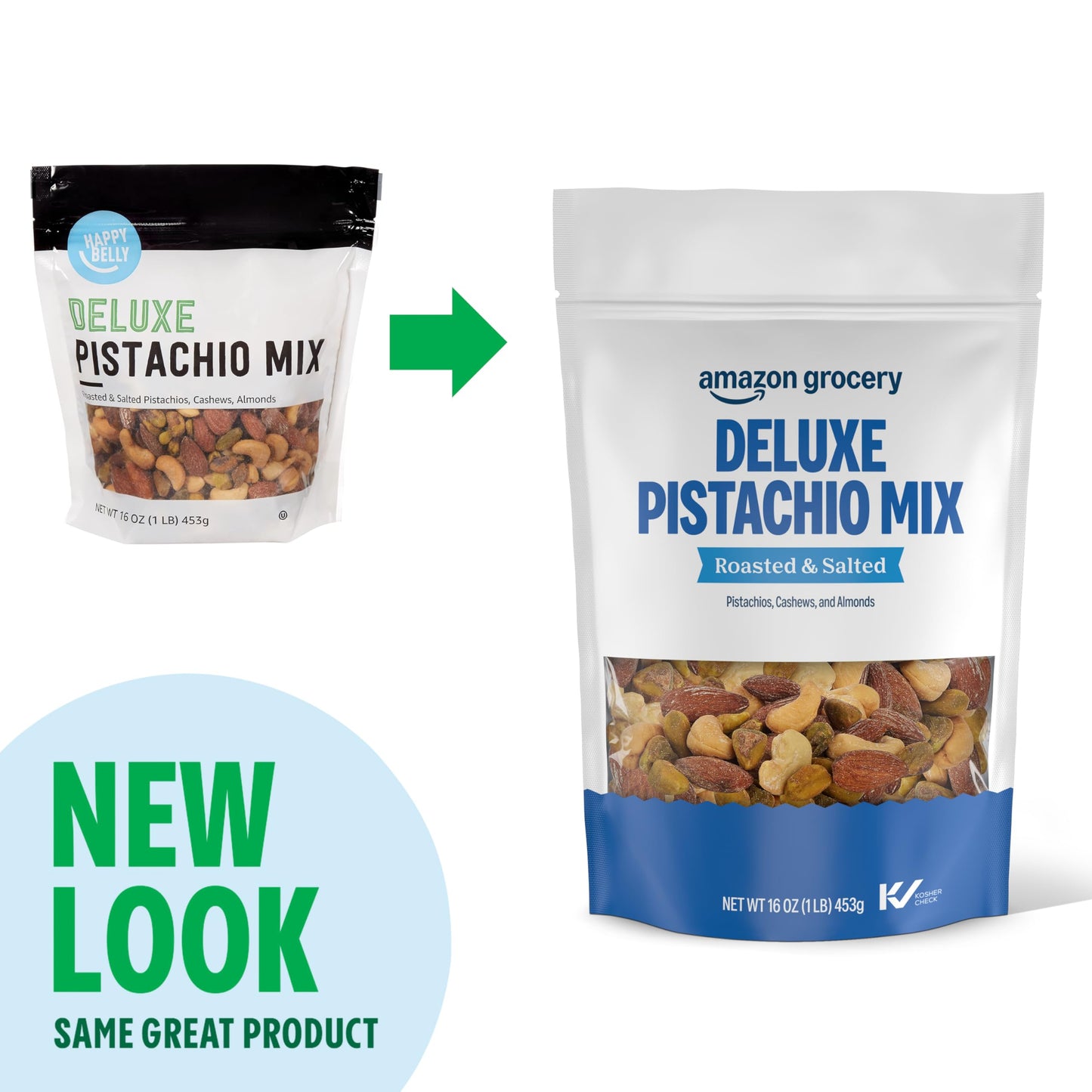Amazon Grocery, Deluxe Pistachio Mix, Roasted & Salted, 16 Oz (Previously Happy Belly, Packaging May Vary)