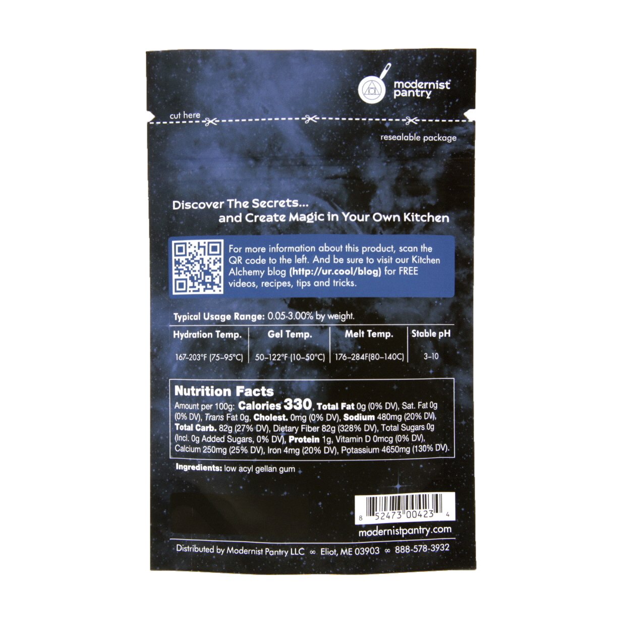 Pure Gellan Gum F - Low Acyl ? Non-GMO Vegan OU Kosher Certified - 50g/2oz