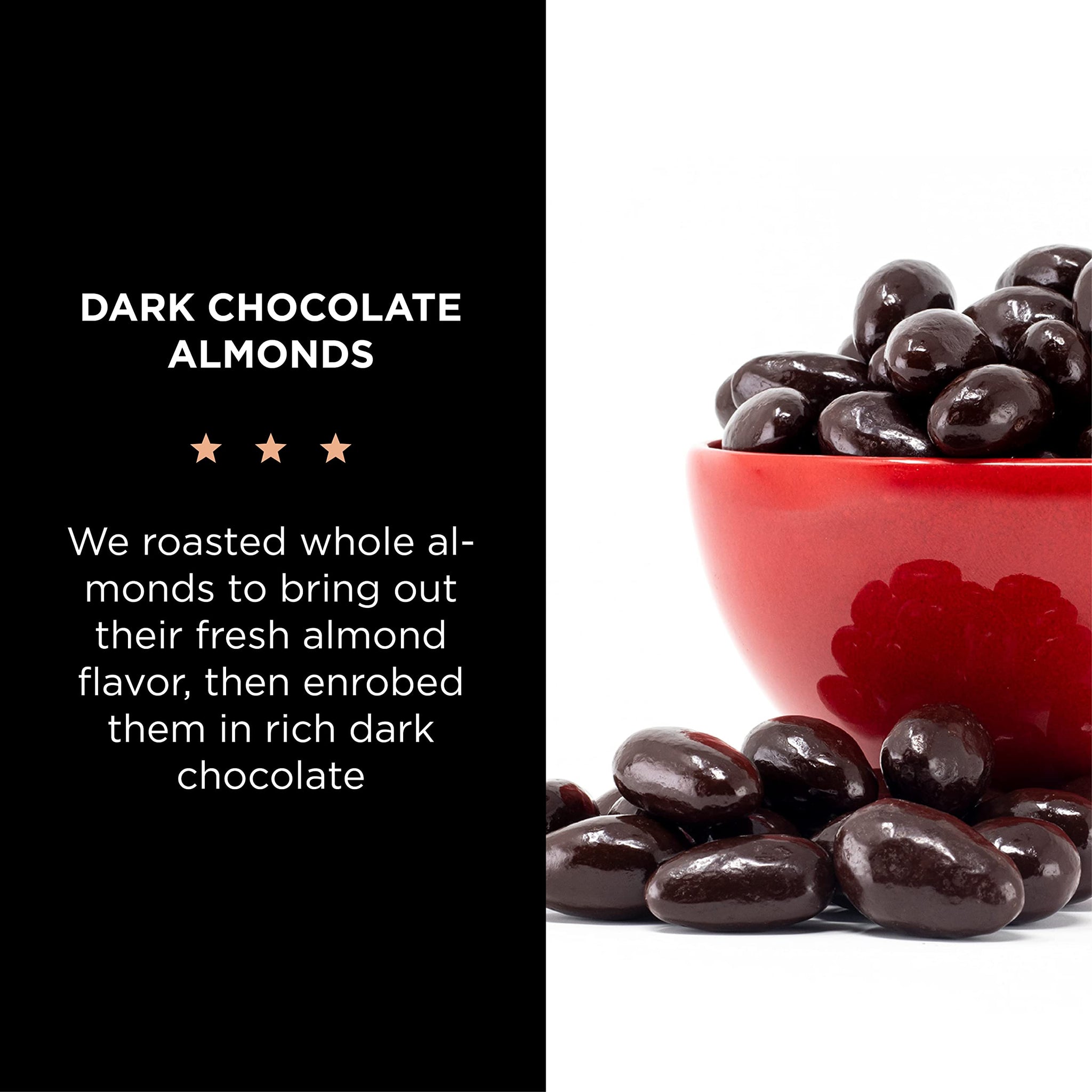 Dark Chocolate Covered Almonds | 15 Oz Bag | Crunchy Snack Nuts | Roasted Chocolate Covered Nuts | Office Candy Snack, Gourmet Party Favor & Gift