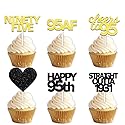 18pcs Black Gold Glitter Dessert Cupcake Pick for Straight Outta 1931 Cheer to 95 Years Old Theme Decor Supplies Happy 95th Birthday Party Decoration