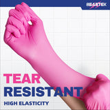 Beastek Nitrile Exam Gloves, 4 Mil 1000Pcs, Powder-Free Latex-Free Food-Safe Cooking Clean Medical Disposable Glove, Hot Pink (Large)