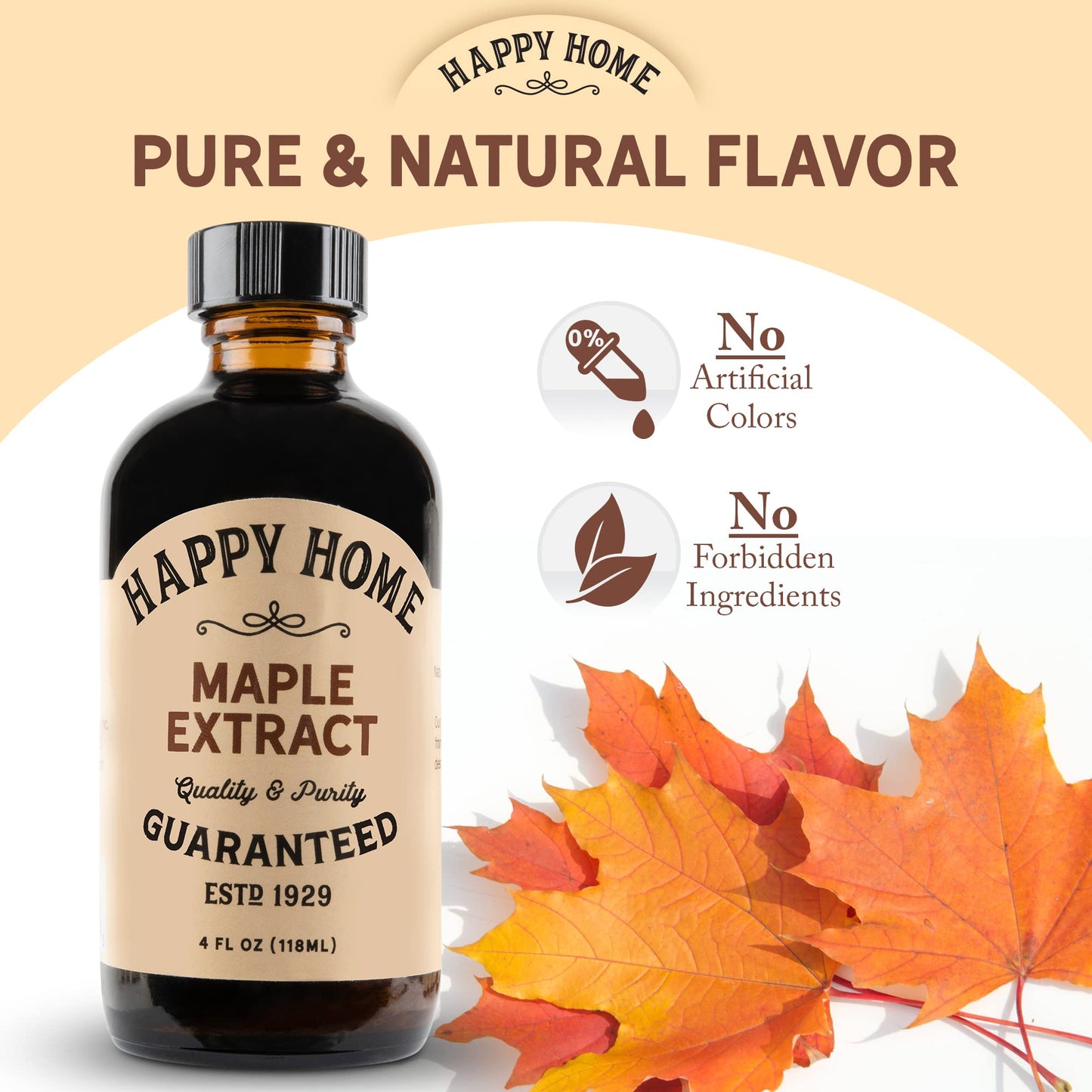 Happy Home Premium Natural Maple Flavor - Certified Kosher, 4 oz.