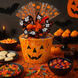 Halloween Pumpkin Gift Basket - Assorted Candy, Chocolates, Cookies & Snacks - Customizable Gift for Kids, Adults, Family, or Office (10" Timberland
