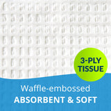 TIDI Single-Use Towel, White, 13" x 18" (Pack of 500) - Waffle Embossed - 3-Ply Tissue - Multi-Purpose Towels & Wipes - Dental, Tattoo & Medical