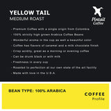 Pintail Coffee - Yellow Tail Medium Roast 100% Colombian Ground Coffee, 12 oz. Bag, Rich Blend of Colombia, Crisp Flavors of Caramel