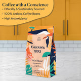 Kahawa 1893 Whole Bean Coffee Medium Roast Safari Blend 12 Oz - As Seen on Shark Tank, High Antioxidants, Naturally Sweet, Organically Grown