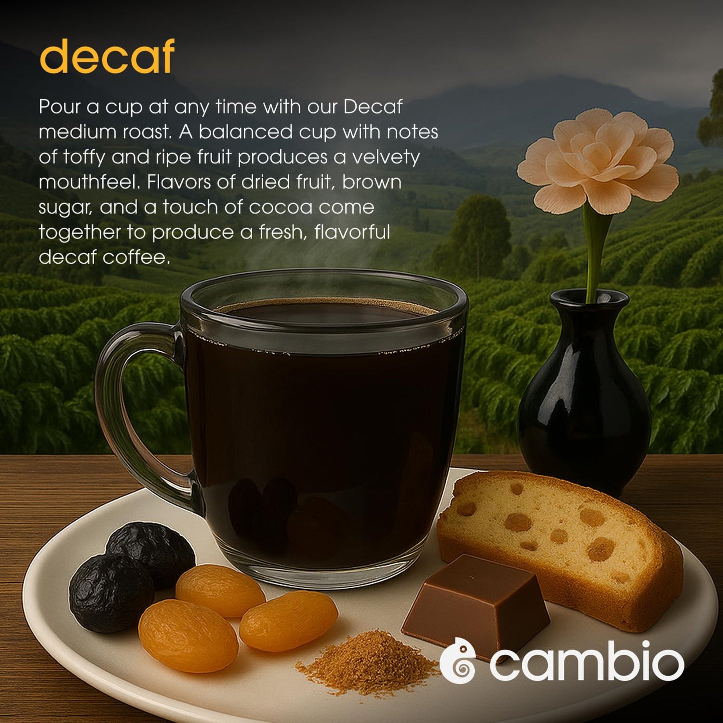 Cambio Roasters Organic Coffee Pods - Decaf Medium Roast, The Only Organic Recyclable Aluminum Coffee Pods, Small Batch Roasted, Keurig® Compatible