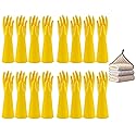 Vsootal 8 Pairs Reusable Household Cleaning Gloves, Rubber Kitchen Dishwashing Gloves,Extra Thickness, Long Sleeves, for Washing Dishes, Pet