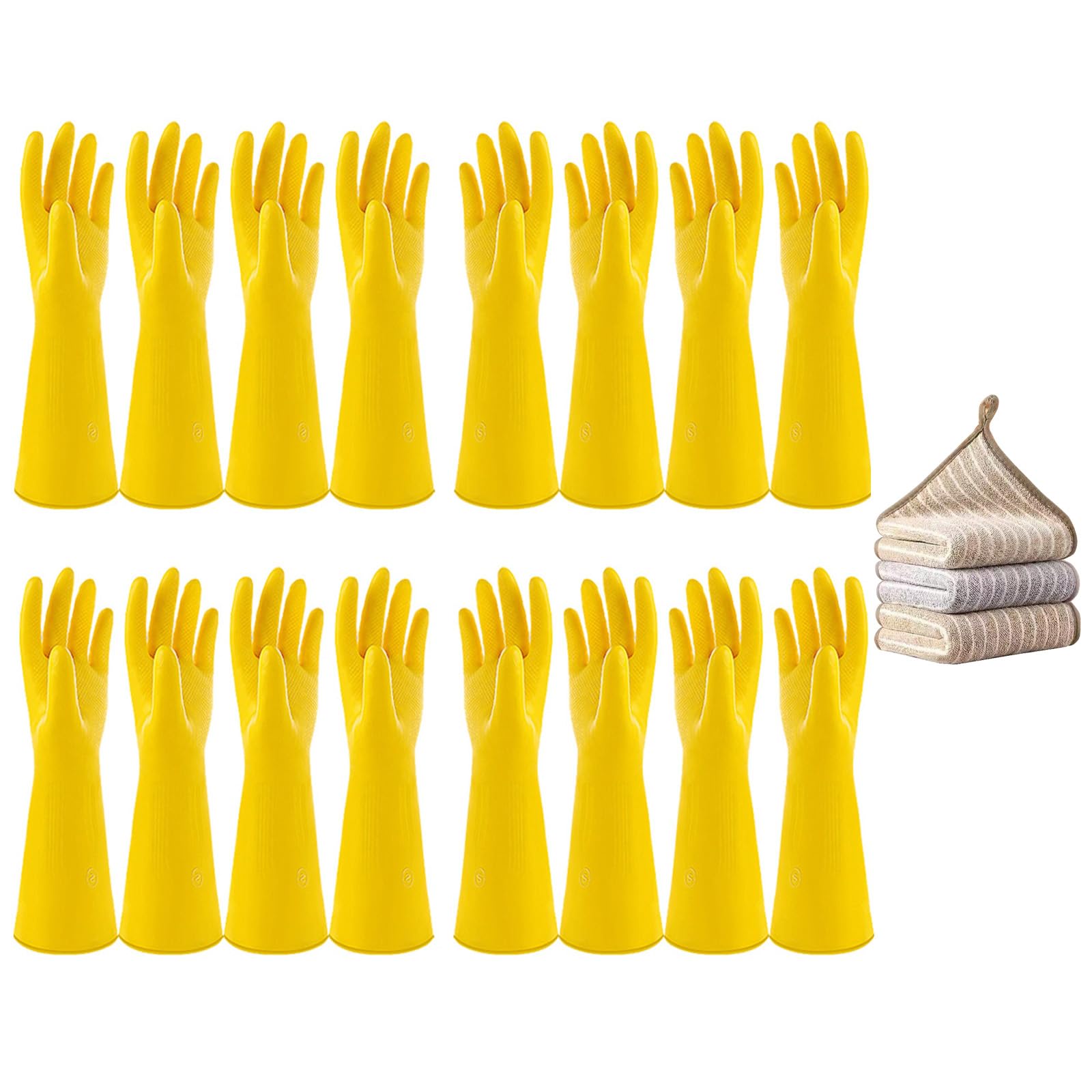 Vsootal 8 Pairs Reusable Household Cleaning Gloves, Rubber Kitchen Dishwashing Gloves,Extra Thickness, Long Sleeves, for Washing Dishes, Pet