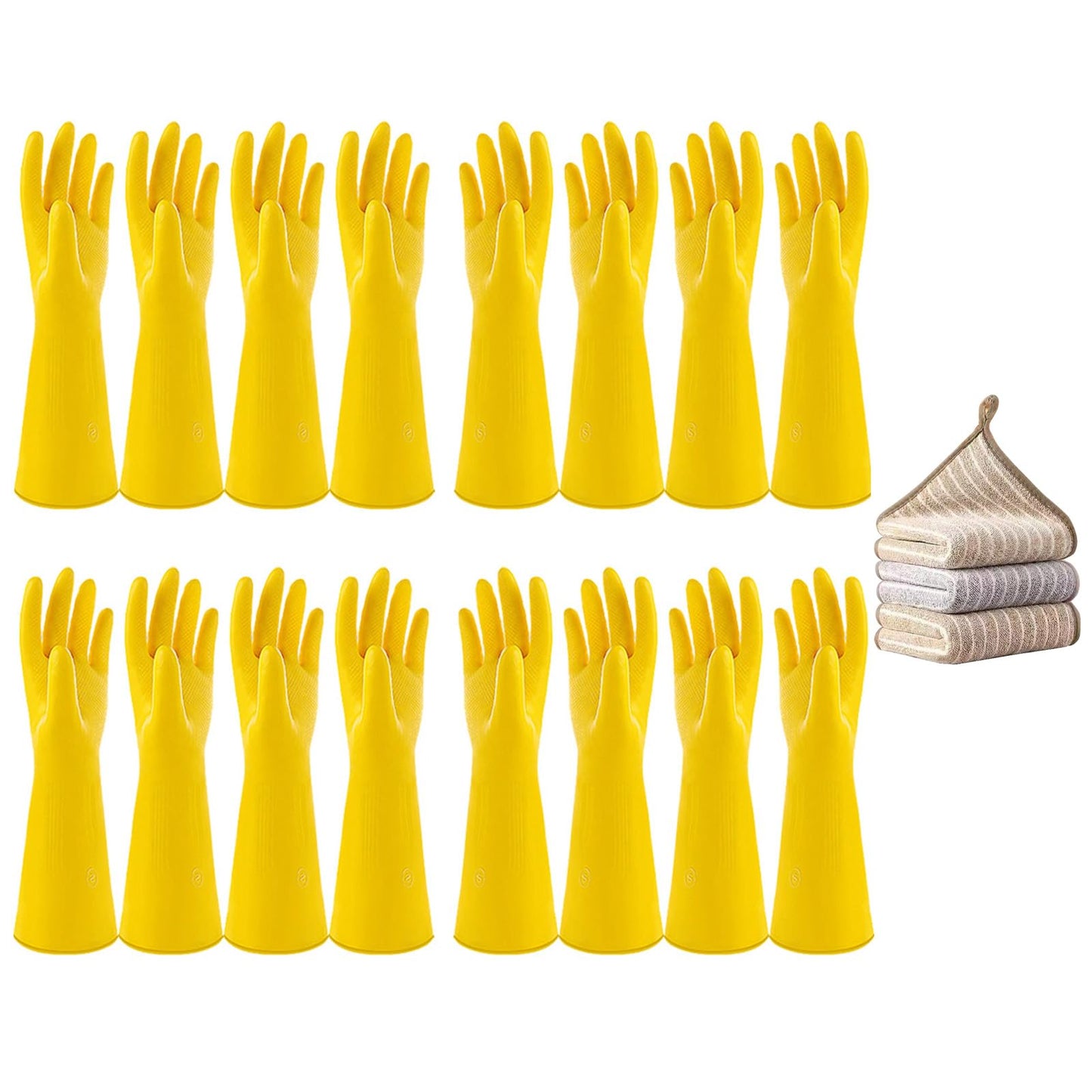 Vsootal 8 Pairs Reusable Household Cleaning Gloves, Rubber Kitchen Dishwashing Gloves,Extra Thickness, Long Sleeves, for Washing Dishes, Pet