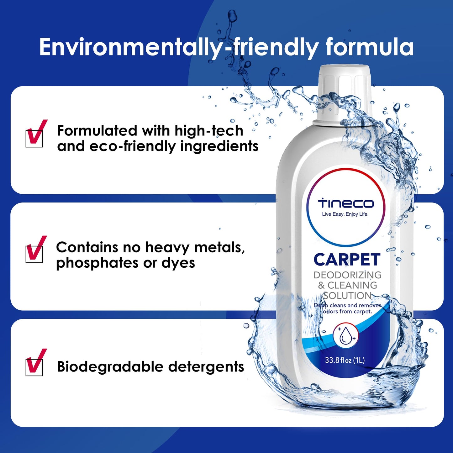 Tineco Carpet Cleaning Solution for CARPET ONE Cruiser, CARPET ONE & Spot Series, 33.8 OZ, NOT for Wet Dry Vacuum, Not for Hard Floors