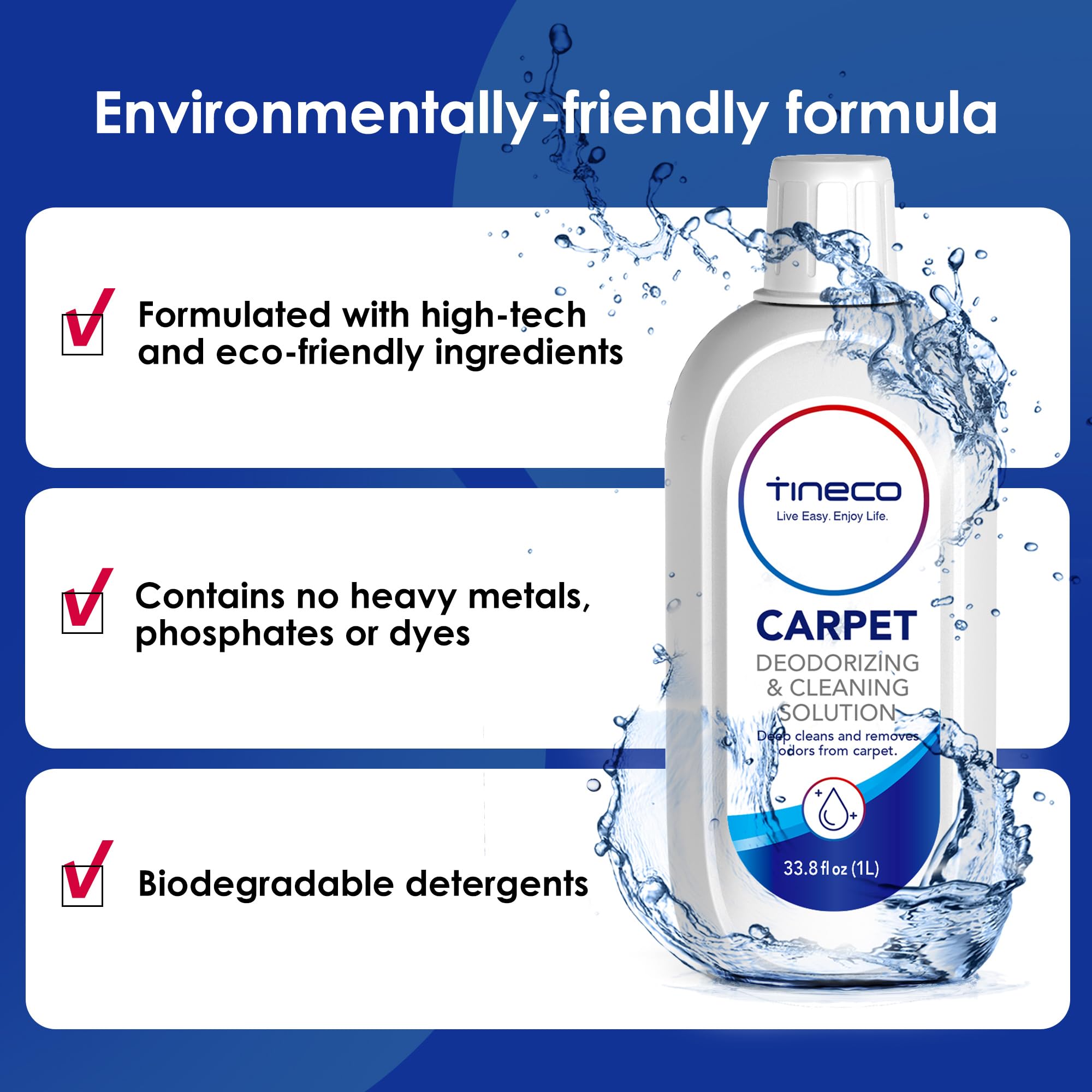 Tineco Carpet Cleaning Solution for CARPET ONE Cruiser, CARPET ONE & Spot Series, 33.8 OZ, NOT for Wet Dry Vacuum, Not for Hard Floors