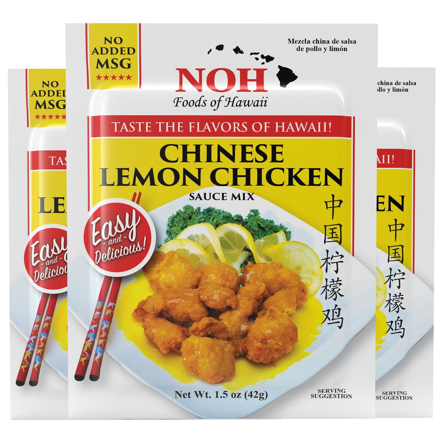 NOH Chinese Lemon Chicken Seasoning Mix, 1.5 oz Packet (Pack of 3) - Easy-to-Use Bold Chinese Lemon Seasoning Powder, Ideal for Restaurant-Style