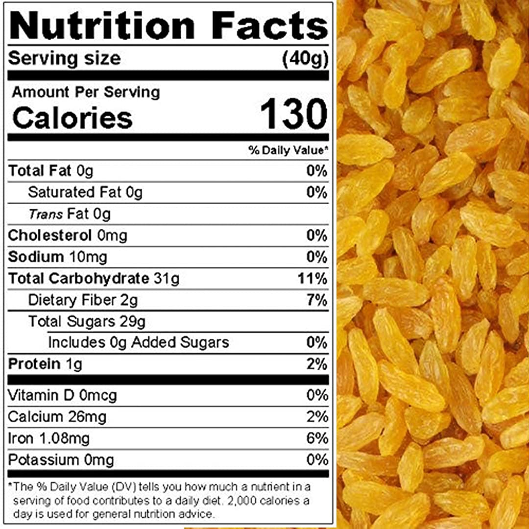 Raisins, Crop year 2024 FRESH BRIGHT YELLOW Golden seedless Sun-Dried, Naturally Sweet, Nutritious, Baking, Cooking, Snacking, Garnishing, Packed in a
