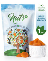 NUTS U.S. - Dried Apricots | Jumbo Size Turkish Apricots | No Added Sugar & Color | Chewy and Juicy Texture | Non-GMO and No Added Flavor | Whole
