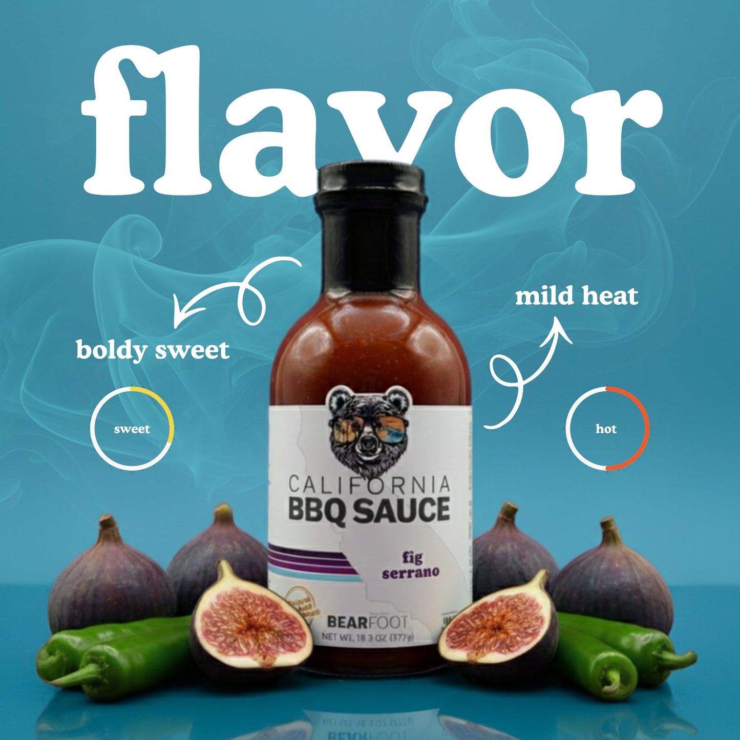 Fig Serrano BBQ Sauce - Bearfoot BBQ - Gluten Free, 13.3 oz, Small Batch, Non-GMO, No Preservatives, No Corn Syrup, No Seed Oils. Marinade, Cooking