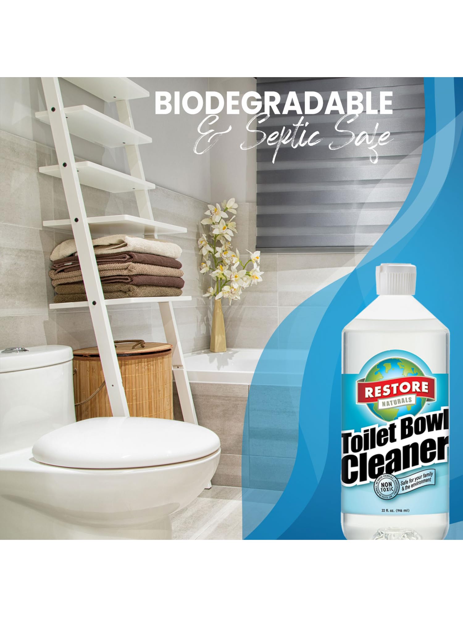 Restore Naturals Toilet Bowl Cleaner Multi Surface Powerful Stain Remover for Bathroom - 32 Fl. Oz.