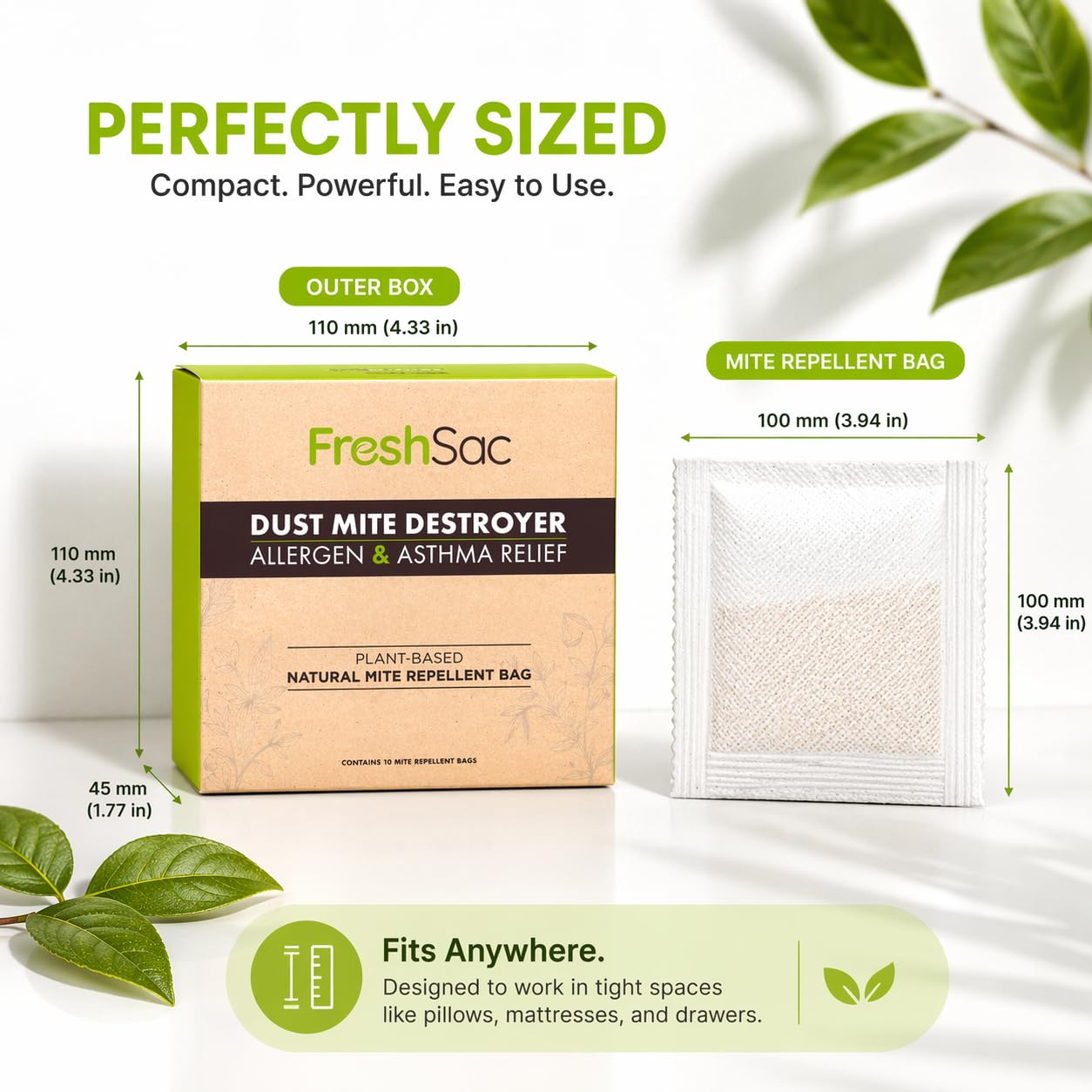 FreshSac Natural Home Freshness Sachets - Plant-Based Fabric Freshener & Odor Neutralizer for Bedding, Mattress, Couch, Upholstery & Closet Spaces