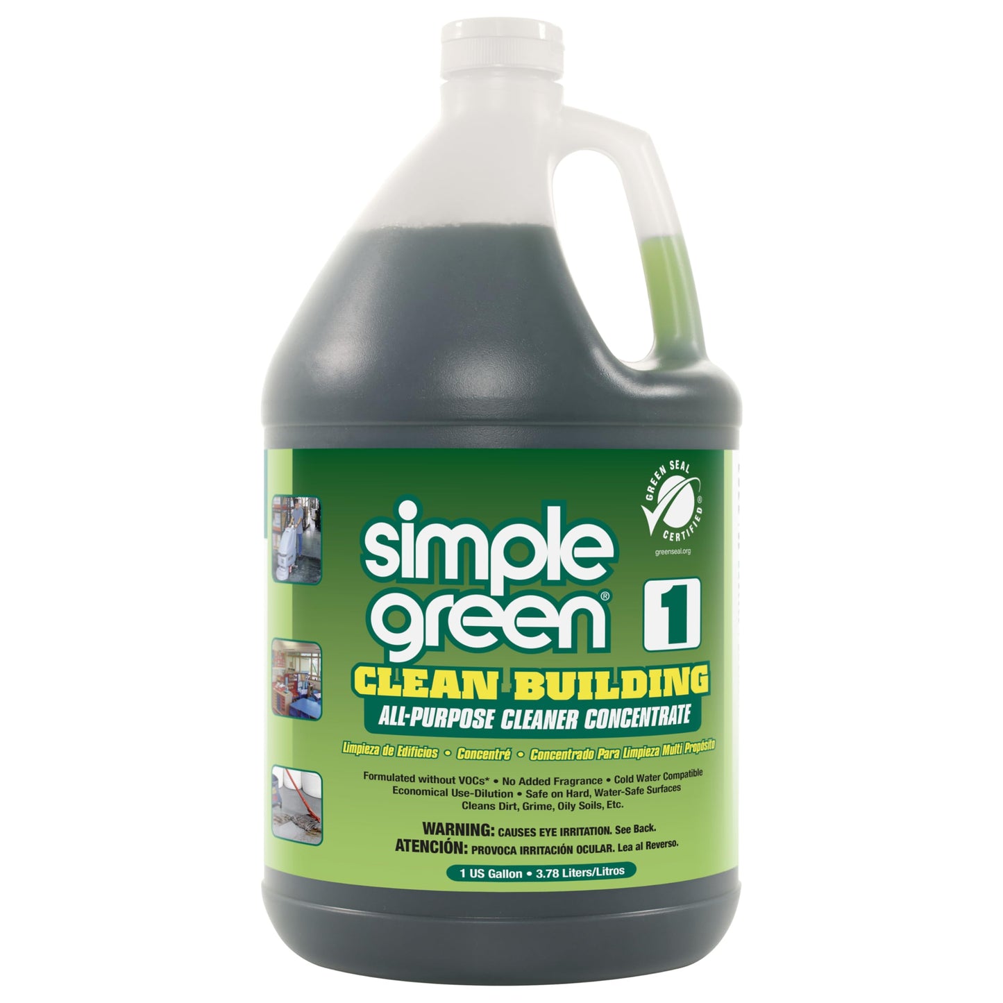 Simple Green Industrial SMP11001 Clean Building All-Purpose Cleaner Concentrate, 1gal Bottle