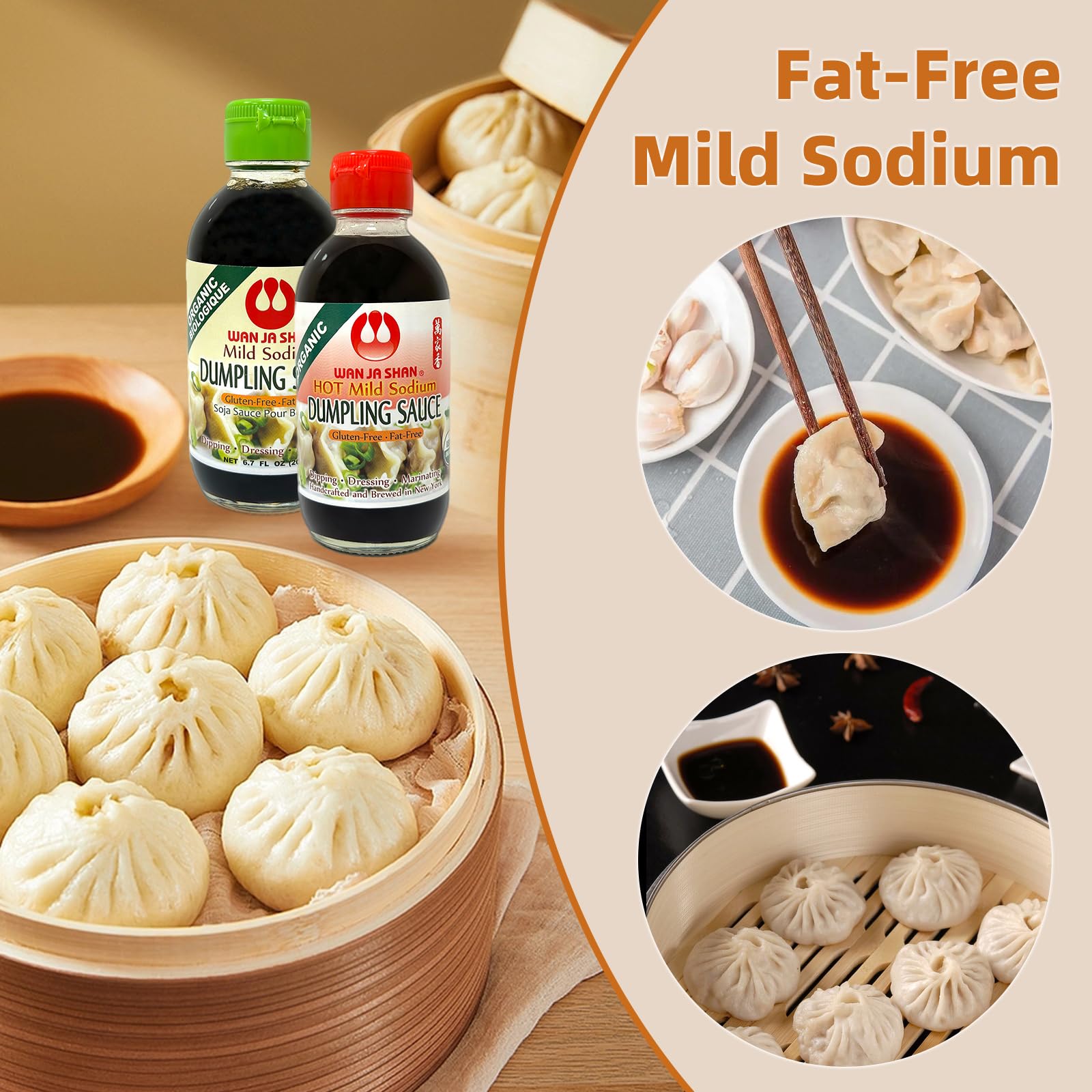 Wan Ja Shan Organic Dumpling Sauce 6.7 Oz, Pack of 2, GLUTEN FREE, FAT FREE, MILD SODIUM Great for Dumpling Dipping-Gyoza Dipping, MADE IN USA