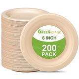 GREENESAGE Small Paper Plates 6 inch, Compostable Eco Friendly Disposable Plates for Appetizer, Cake, Dessert, Brown