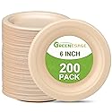 GREENESAGE Small Paper Plates 6 inch, Compostable Eco Friendly Disposable Plates for Appetizer, Cake, Dessert, Brown