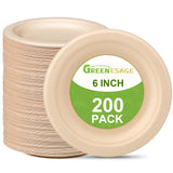 GREENESAGE Small Paper Plates 6 inch, Compostable Eco Friendly Disposable Plates for Appetizer, Cake, Dessert, Brown