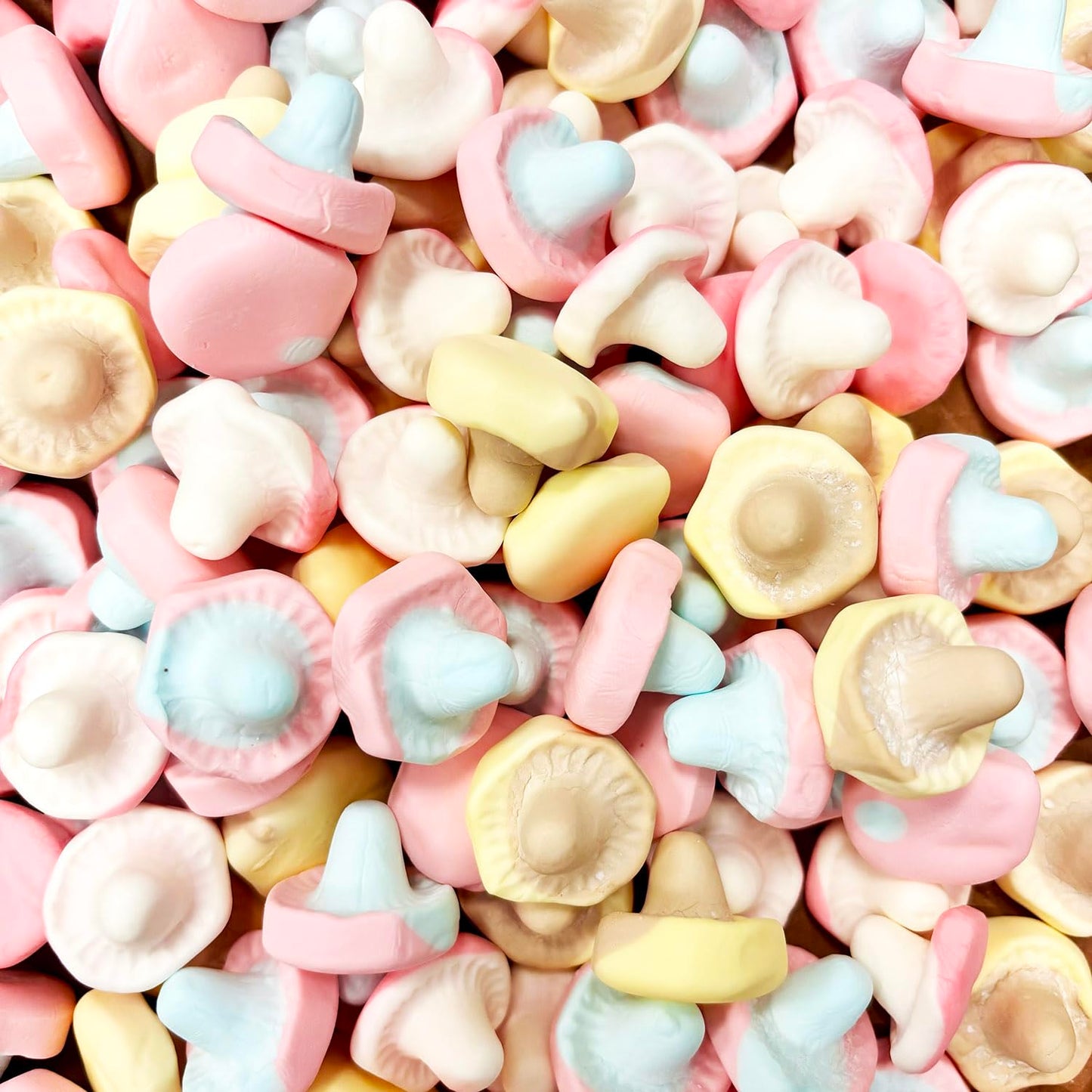 Swedish Foam Mushroom Mix - Marshmallow Candy - Strawberry, Banana Caramel, Fizzy - 8 oz Bag - Packaged by The Penny Candy Store
