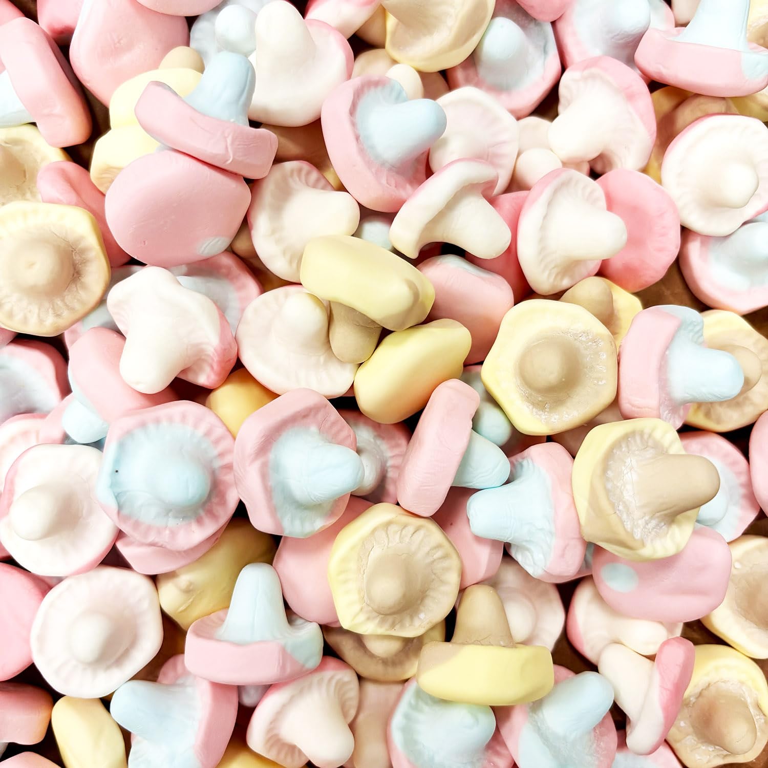 Swedish Foam Mushroom Mix - Marshmallow Candy - Strawberry, Banana Caramel, Fizzy - 8 oz Bag - Packaged by The Penny Candy Store