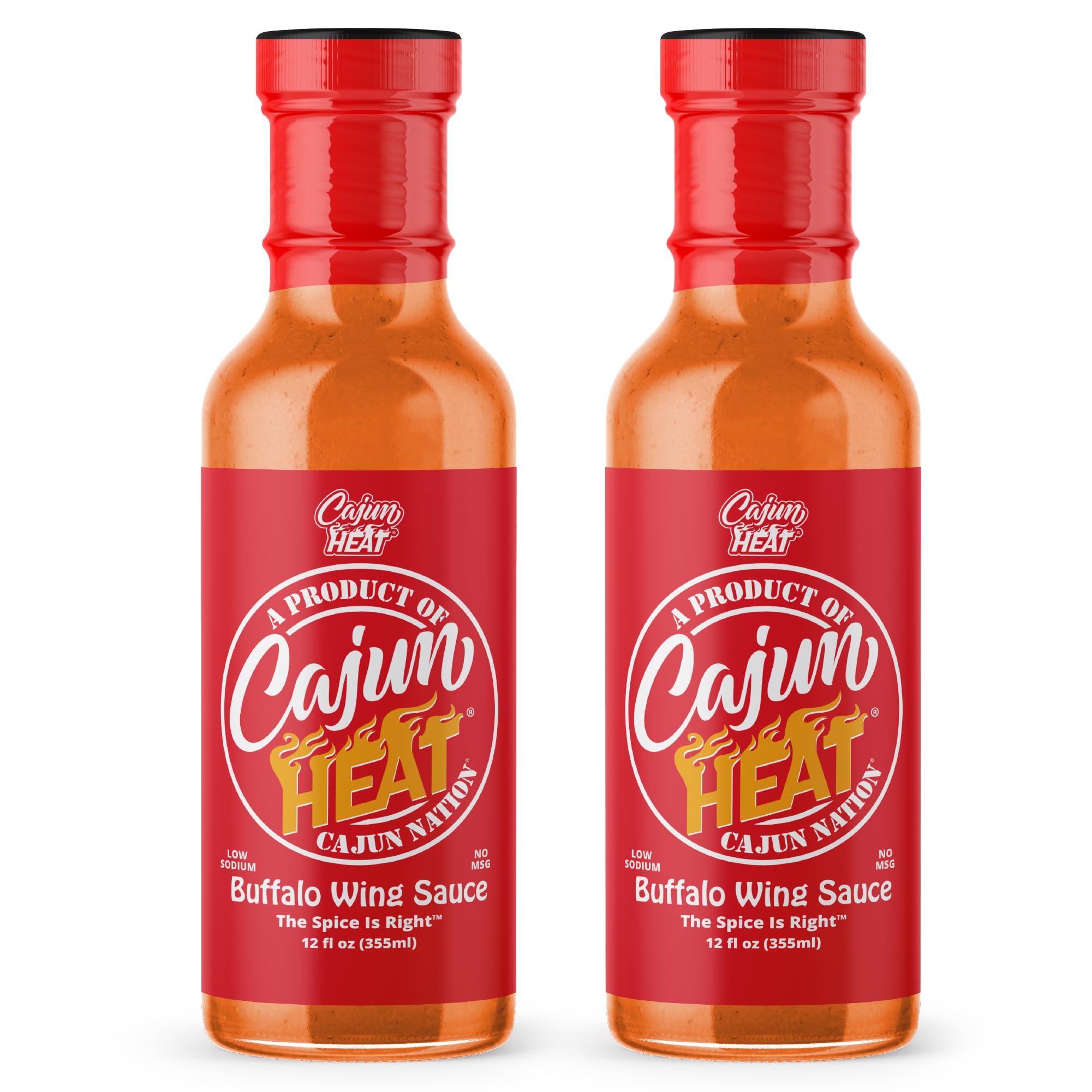 Cajun Nation CAJUN HEAT Buffalo Wing Sauce 12oz - Spicy Flavor for Buffalo Wings, Chicken Dip, and Wild Wings with No MSG - Authentic Louisiana Style