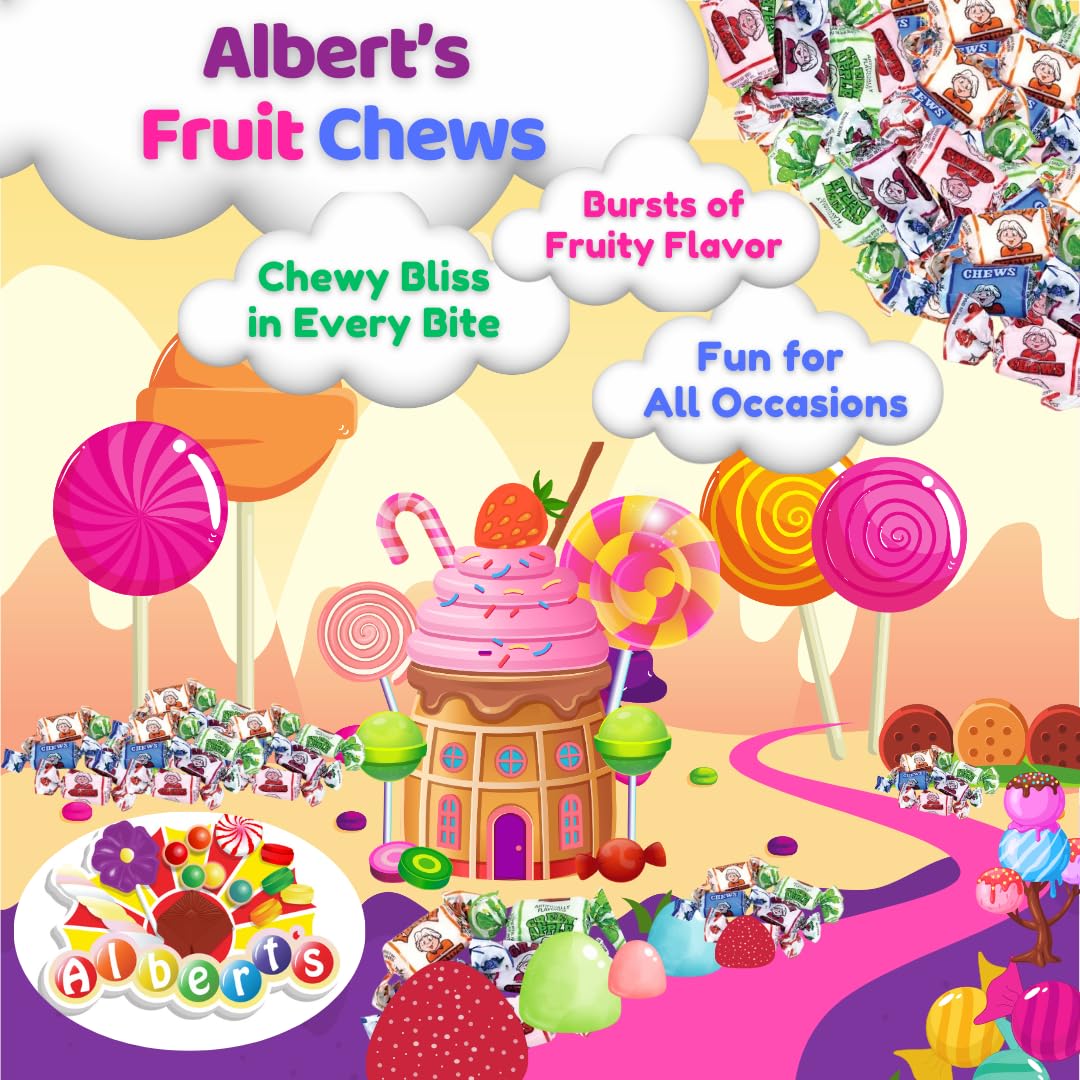 ALBERT'S Candy Assorted Fruit Chews Candy, Individually Wrapped (1-Pack, 240 Pieces/Bag)