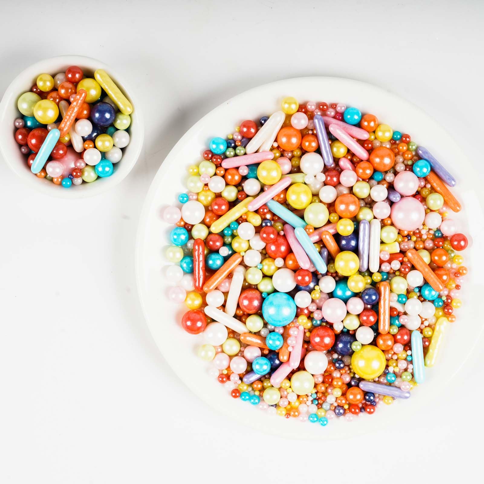 Kasvan Rainbow Pearl Sugar Sprinkles - Edible Mixed Candy Pearls 130g/4.58 Oz, Mix Size, Baking Cake Decorations, Ice Cream Toppings and Cookie