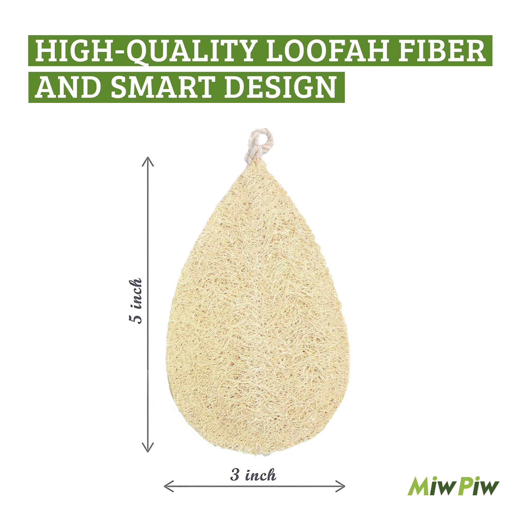 Miw Piw Natural Loofah Dish Sponge Pack 3 Vegetable Scrubber for Kitchen -100% Biodegradable Compostable Dishwashing Scouring Pad Zero Waste Plastic