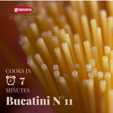 Granoro Dedicato Bucatini #11 - Authentic Italian Pasta, Made from 100% Puglia Durum Wheat Semolina, Non-GMO, Vegan, 1 lb Bags (Pack of 2)