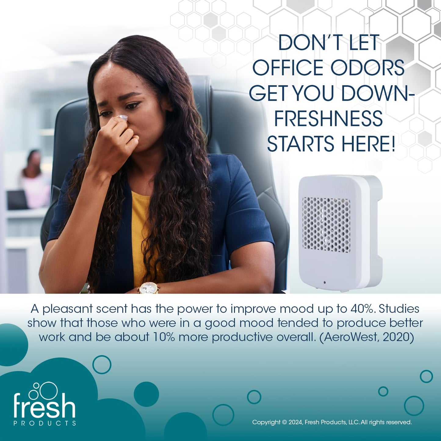 Fresh Products myfresh 2.0 Personal Air Freshener with Dry Fragrance Technology for Small Spaces Compact Design Motion Sensor Battery Operated White
