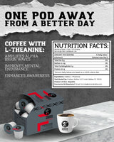 Kimera Koffee Focus Blend - Organic Light Roast Nootropic Ground Coffee Pods with L-Theanine, 24 Count