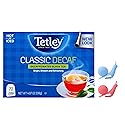 Tetley, Decaffeinated Classic Black Tea Bags, 72 Double chamber Tea Bags | Served Hot or Iced and Bundled with 2 Snail Shape Tea Bag Holder clip Drink
