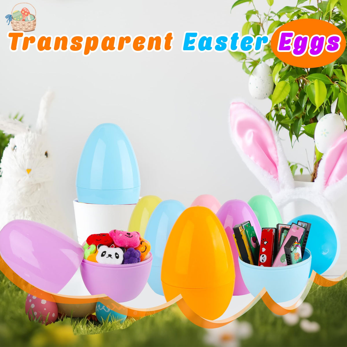 Barblog 12 Pcs 5 Inch/ 6 Inch/ 8 Inch Plastic Easter Eggs Fillable Assorted Macarons Eggs Large Empty Egg for Easter Filling Treats, Gift Baskets or