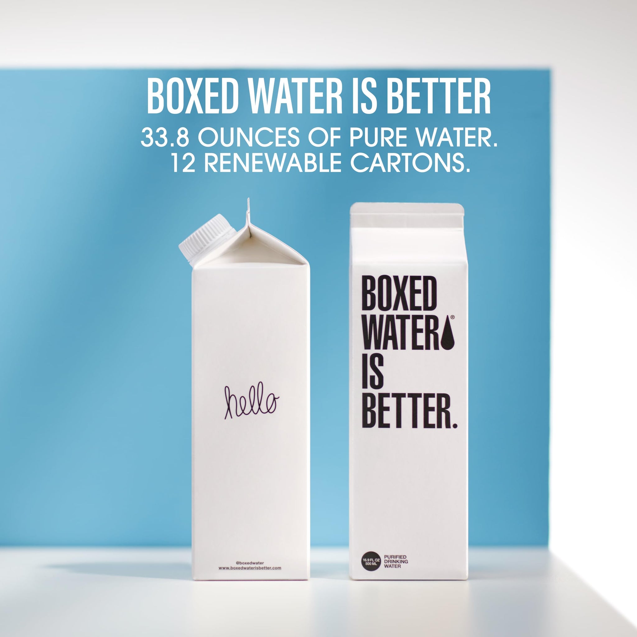 Boxed Water 33.8 oz. (12 Pack) - Purified Drinking Water in 92% Plant