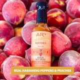 AR's Peach Hot Sauce - Made with Habanero Peppers & Real Peaches, All Natural, No Additives, No Preservatives - 5 Ounce (Pack of 1)