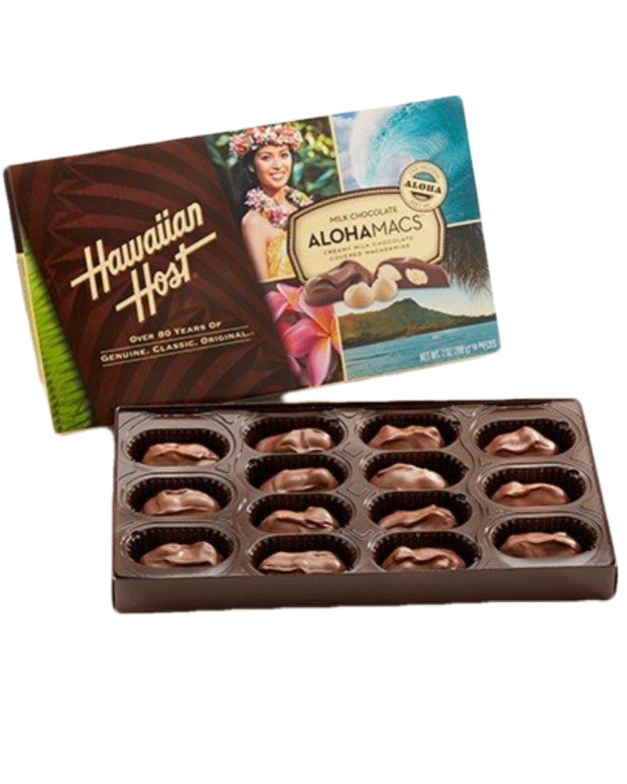 Hawaiian Host Alohamacs Milk Chocolate The Original Chocolate Covered Macadamia Nut, 42 Ounce - SET OF 2