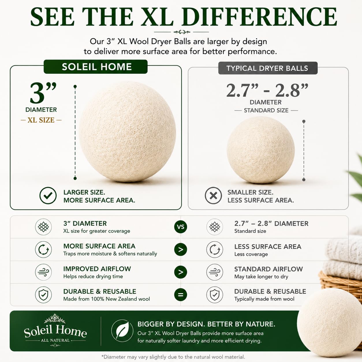 Wool Dryer Balls XL 6-Pack - 100% New Zealand Wool Laundry Balls - Natural Fabric Softener Alternative to Dryer Sheets - Reduces Static, Wrinkles