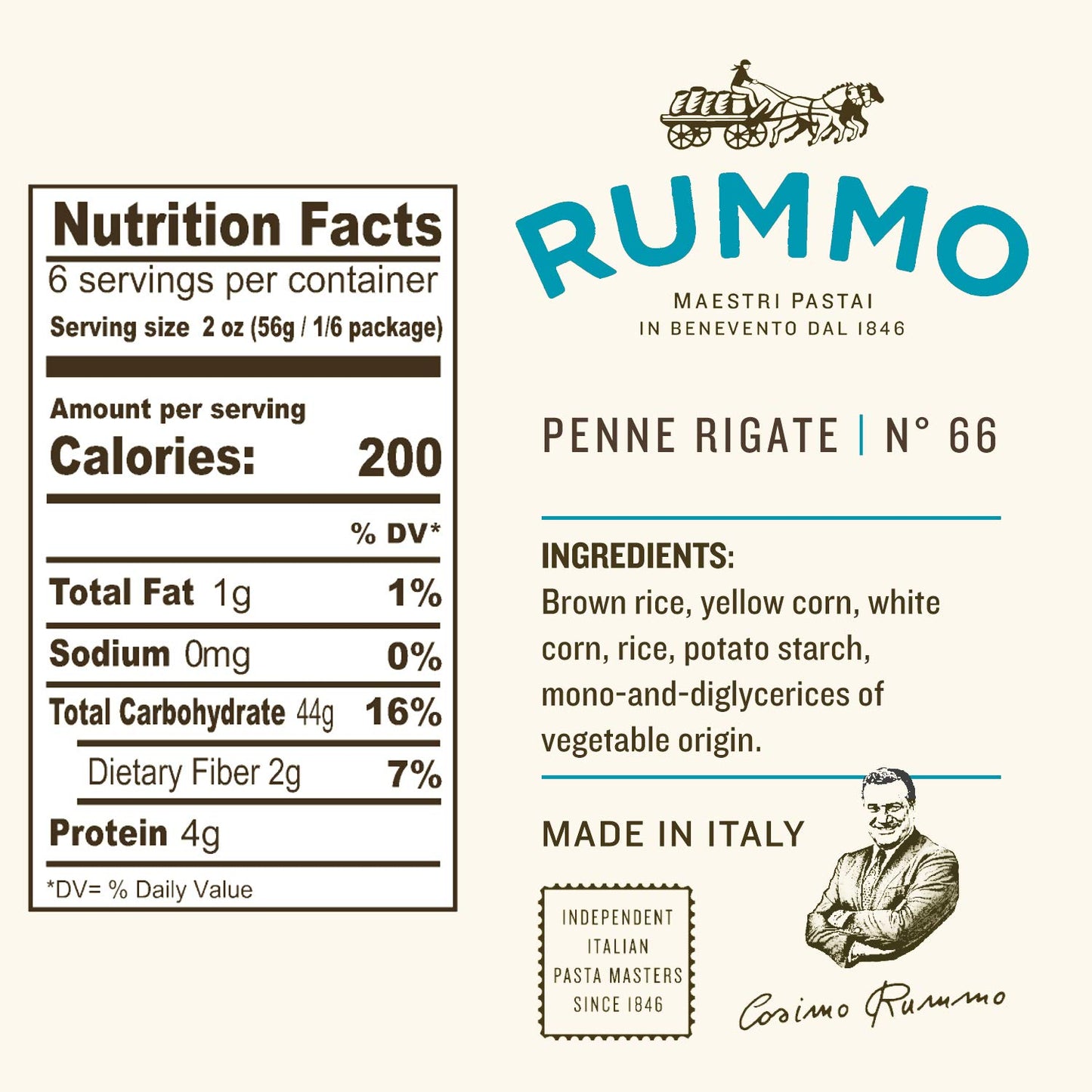 Rummo Italian Pasta GF Rigatoni No.50 -Always Al Dente, Certified Gluten-Free, Made In Italy (6 Pack, 12oz Each)