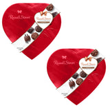 Russell Stover Valentine's Day Red Foil Heart - Pack of 2 - Assorted Milk and Dark Chocolate - 17 Pieces Per Box - Great For Sharing with Friends