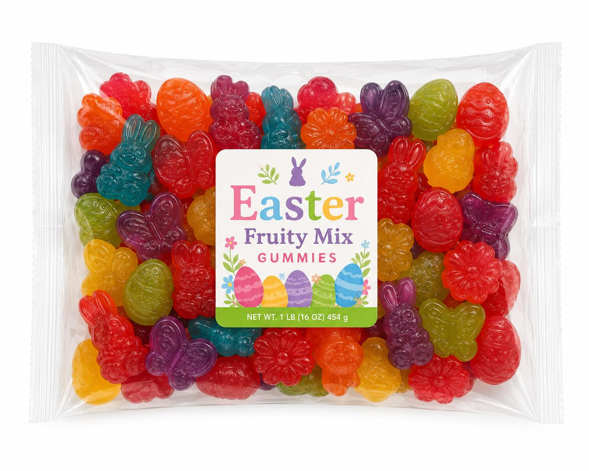 Easter Fruity Mix Gummies Candy, Soft & Chewy Fruit Flavored Gummy Candy Assorted Flavors (1 lb)